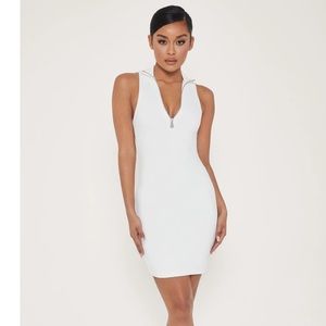 Meshki Quarter Zip Mini white Dress